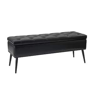 Conrado Black Upholstered Flip Top Storage Bedroom Bench