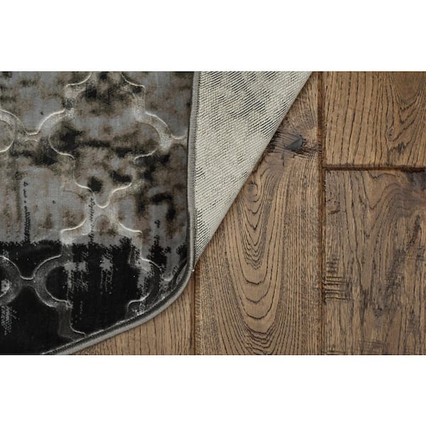 Evolution Gray 8 ft. x 8 ft. Modern Loomed Geometric Polyester Round Indoor Area Rug