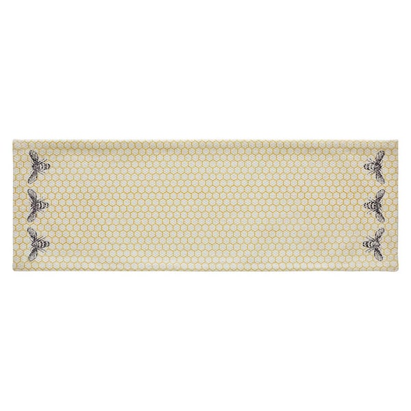 VHC Brands Buzzy Bees 8 in. W x 24 in. L Yellow Honeycomb Cotton Table Runner