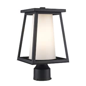 Cardston 1-Light Black Outdoor Lamp Post Light Fixture with White Opal Glass