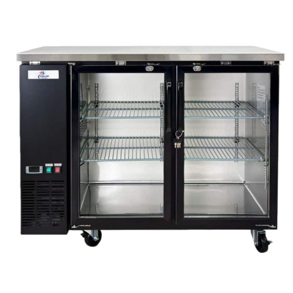 48.8 in. W 11.8 cu. ft. Commercial Back Bar Refrigerator with Glass Door in Black