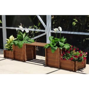 116 in. x 34 in. Wood Bench Planter
