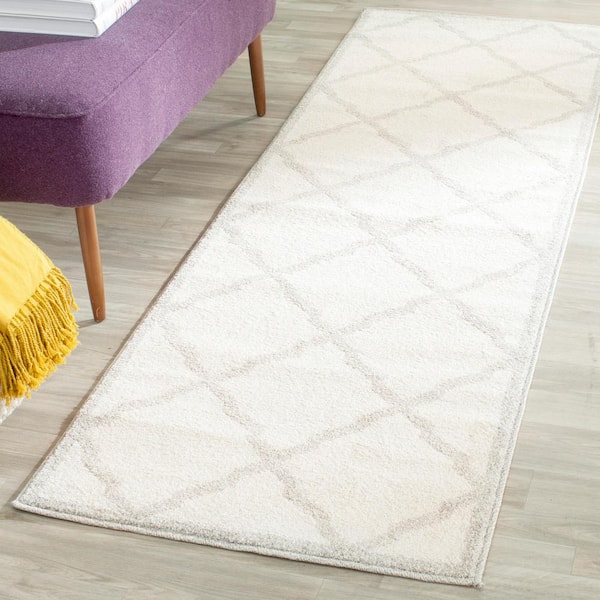 Amherst Beige/Light Gray 2 ft. x 9 ft. Distressed Diamond Runner Rug