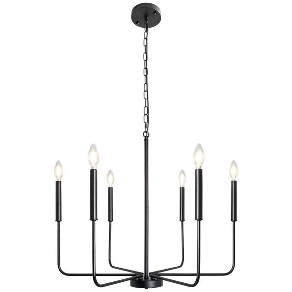 LWYTJO Marshana 6-Light Traditional Fixture Black Modern Farmhouse ...