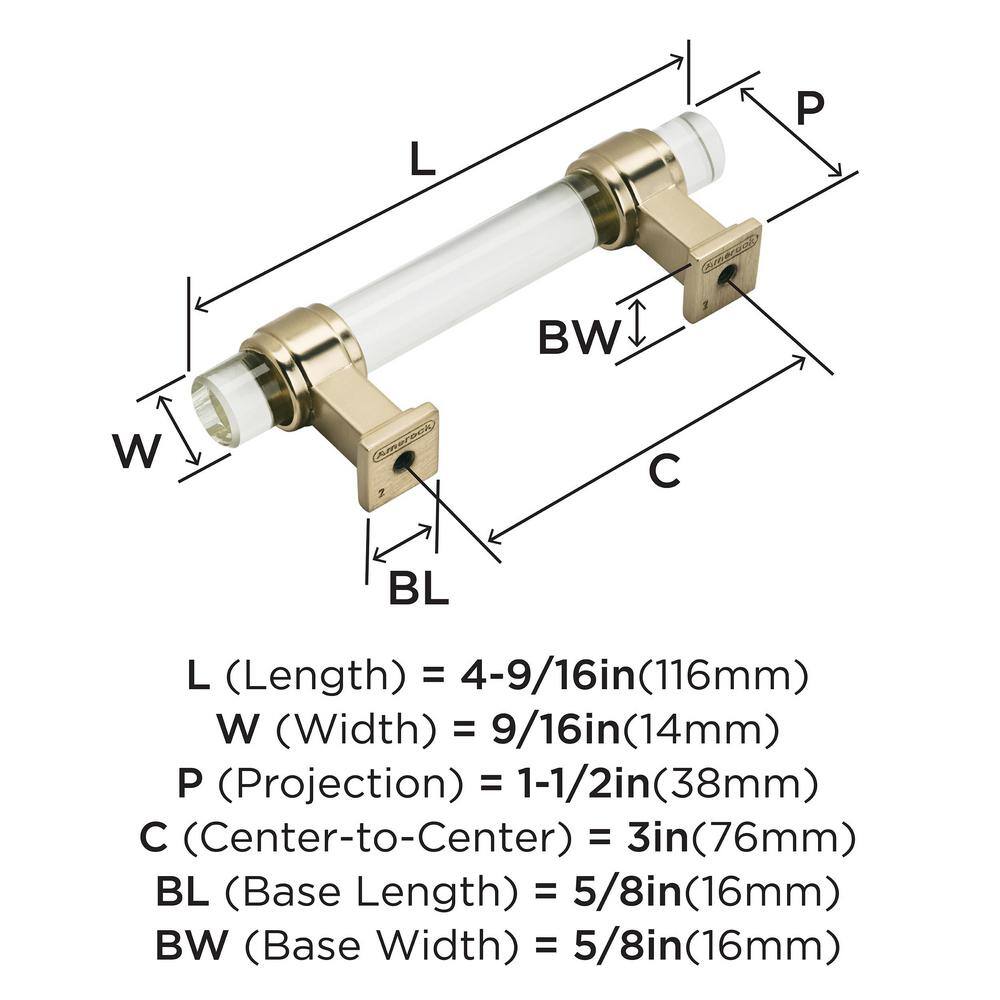 Clear and Golden Champagne Glass Cabinet Pull with Mounting Hardware
