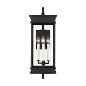 Cupertino 25.625 in. H Textured Black Outdoor Hardwired Large Bracket Wall Lantern Sconce with No Bulbs Included