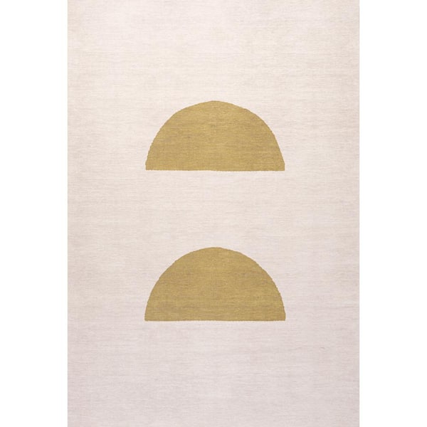 Luola Minimalist Geometric Machine-Washable Cream/Yellow 9 ft. x 12 ft. Area Rug