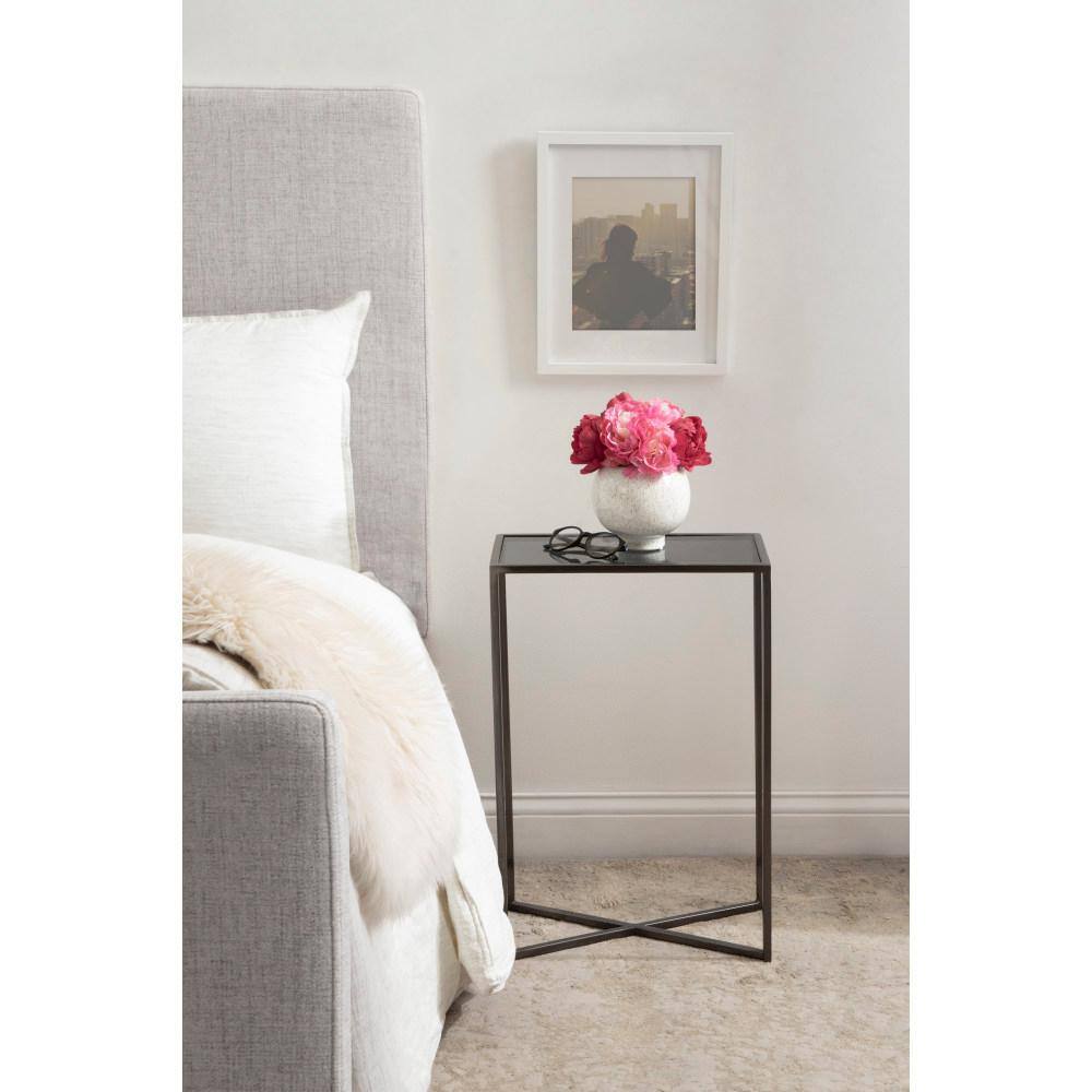 Jaspur Pewter Metal and Glass Rectangular Side Table