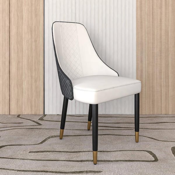 Allure White Black Modern Dining Chairs Fabric Seat and Back Solid Wood Legs Contemporary Side Chairs