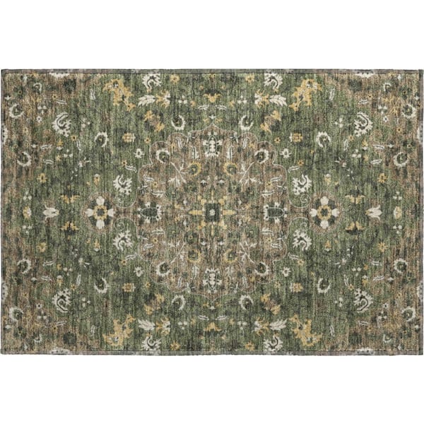Mayfield Premium Machine Washable Abstract AMF2463 Brown 3 ft. x 4 ft. Area Rug
