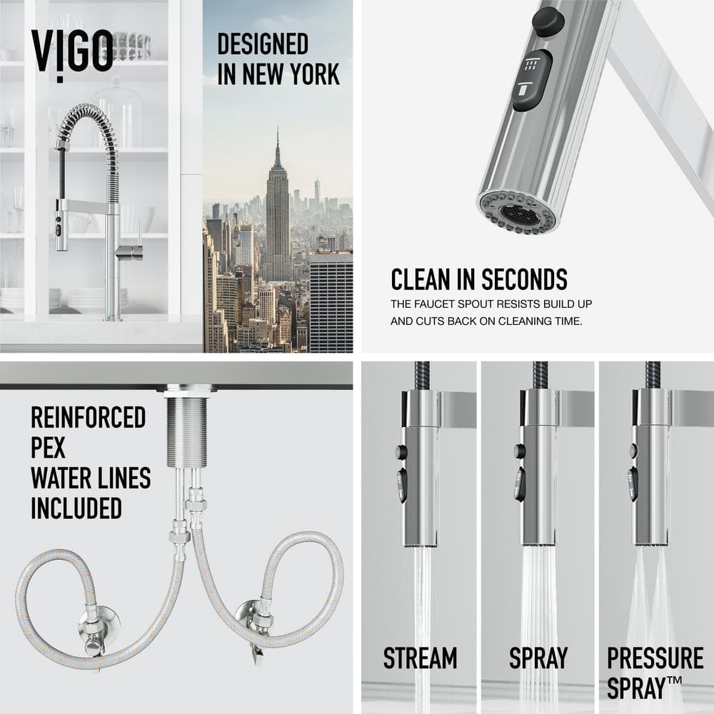 Edison Pro 20" Chrome Single Handle Pull-Down Kitchen Faucet