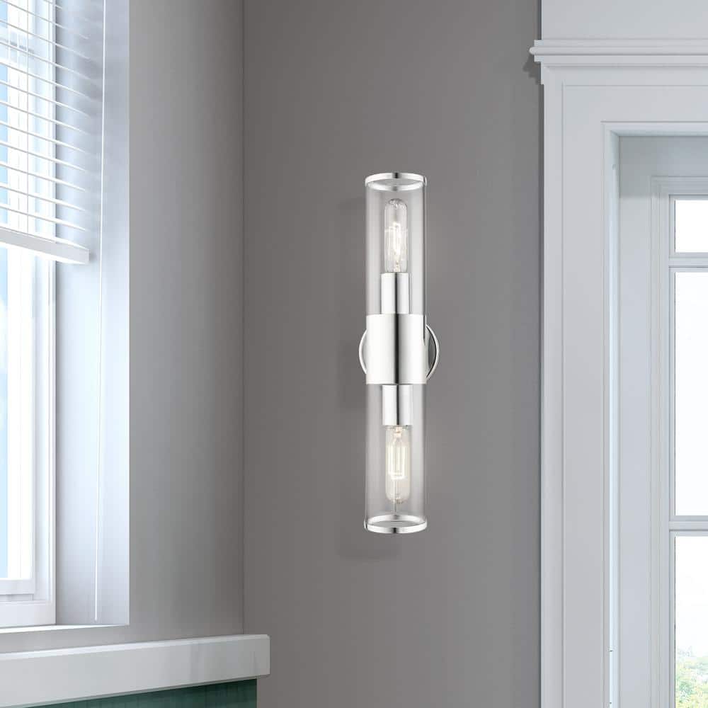 Bancroft 2-Light Vanity in Polished Chrome with Clear Glass