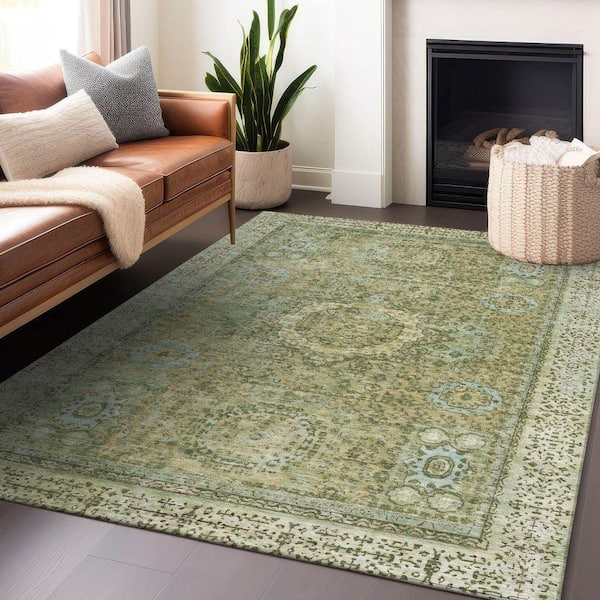 Chantille Machine Washable Indoor/Outdoor Abstract ACN1740 Sage 3 ft. x 4 ft. Area Rug