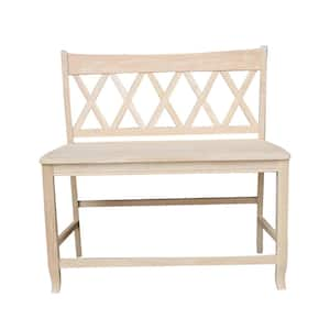 Unfinished Solid Wood 42 in. W Double X Back Counter Height Bench