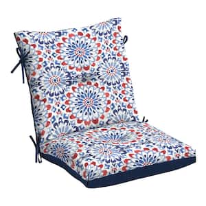 21 in. x 21 in. Outdoor Plush Modern Tufted Blowfill Dining Chair Cushion, Clark Blue