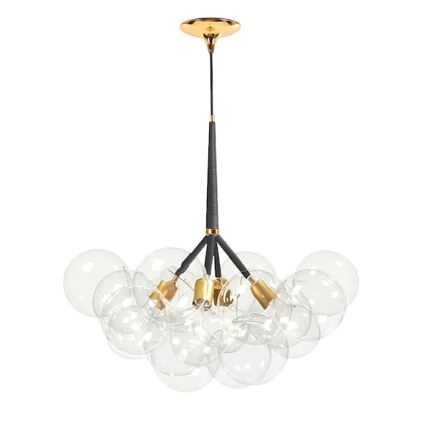 Bubble chandelier ゴールド LED対応 HUOKU Alma 4-Light 22.8 in.W Gold Bubble Chandelier with Black