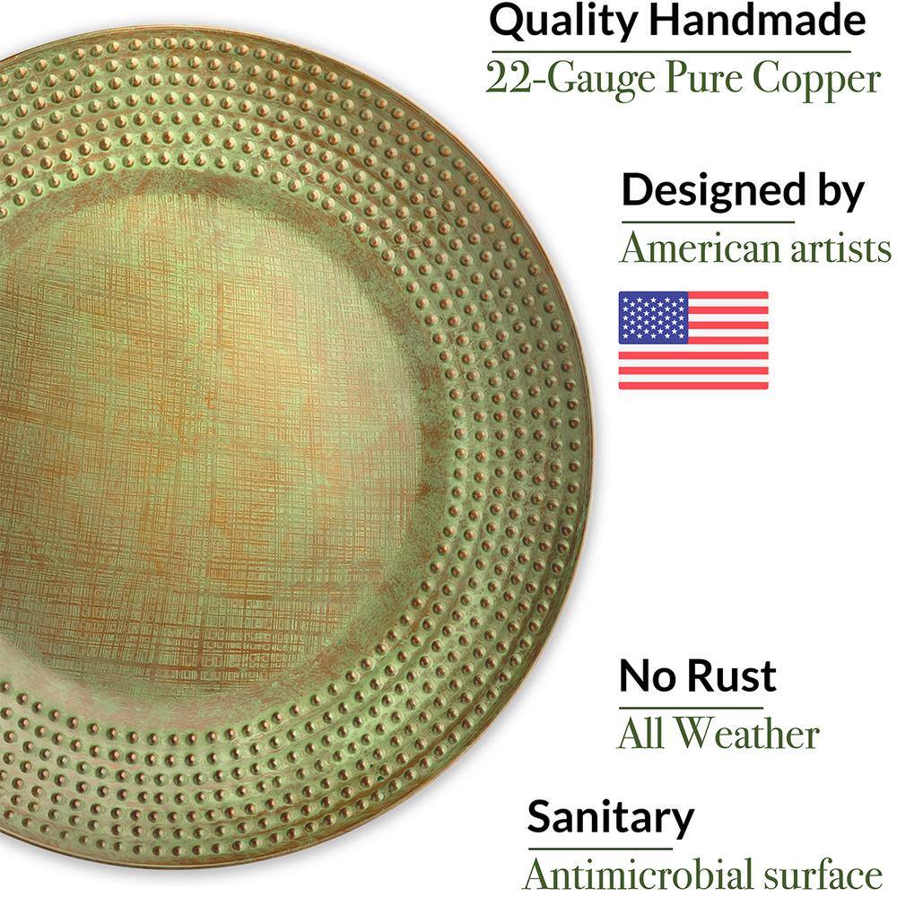 Large 20" Blue Verde Copper Metal Birdbath Basin