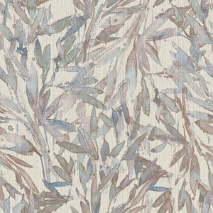 Lavender and Blue Rainforest Leaves Vinyl Paper Unpasted Matte Wallpaper (21 in. x 33 ft.)