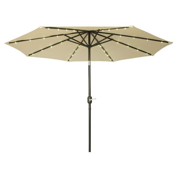 Trademark Innovations 9 ft. Deluxe Solar Powered LED Lighted Patio Market Umbrella (Beige)