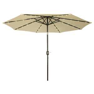 9 ft. Deluxe Solar Powered LED Lighted Patio Market Umbrella (Beige)