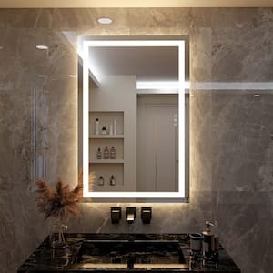 32 in. W x 48 in. H LED Light Anti-Fog Rectangular Frameless Wall Bathroom Vanity Mirror White