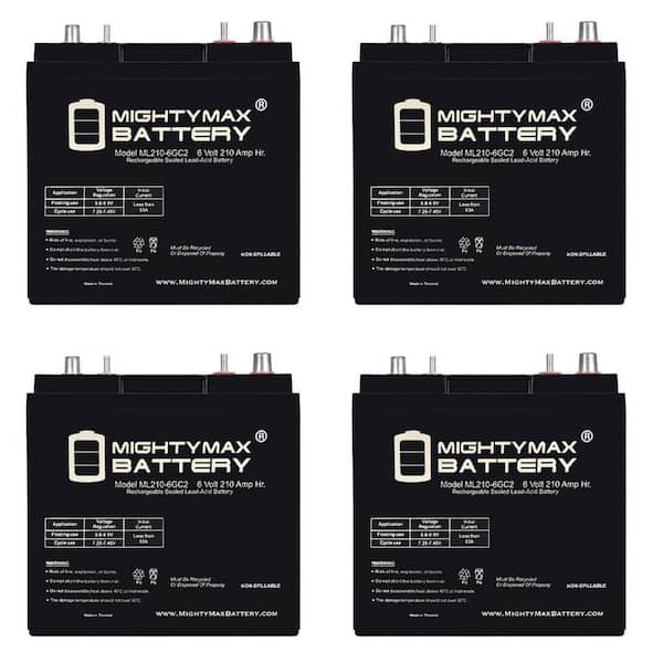 6-Volt 210Ah AGM Rechargeable Battery Deep Cycle Replacement for Household Use Floor Scrubber BCI Group GC2 4-Pack