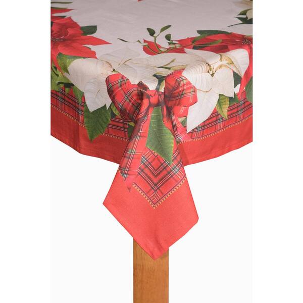 Lintex Poinsettia Tartan 70 In Round, 20 Inch Round Polyester Tablecloth