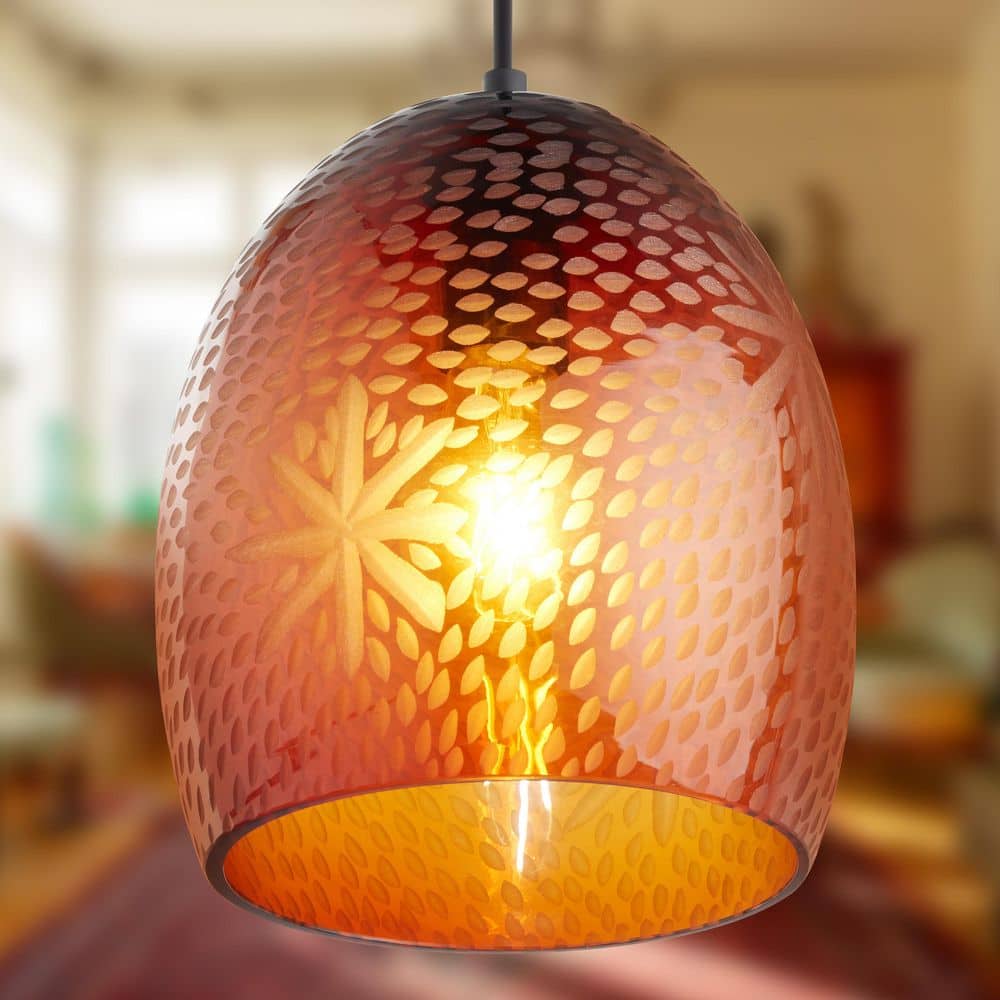 Blaise 40-Watt 1-Light Black Metal Shaded Pendant Light with Red Hand-Blown Glass Shade price history on PriceWatchPro