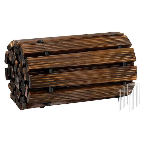 8FT Cedar Wood Weather-Resistant Outdoor Roll-Out Walkway Decorative Garden Path Roll-Up Boardwalk Non-Slip Floor