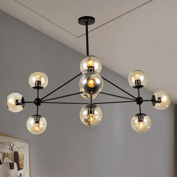 Enthen 10-Light 31 in. Indoor Black Finish Chandelier