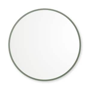 18 in. W x 18 in. H Rubber Framed Round Bathroom Vanity Mirror in Sage Green