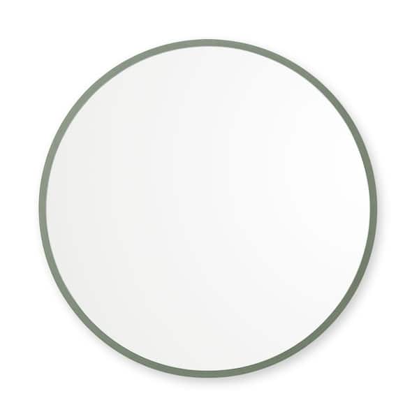 better bevel 30 in. W x 30 in. H Rubber Framed Round Bathroom Vanity Mirror in Sage Green