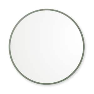 36 in. W x 36 in. H Rubber Framed Round Bathroom Vanity Mirror in Sage Green