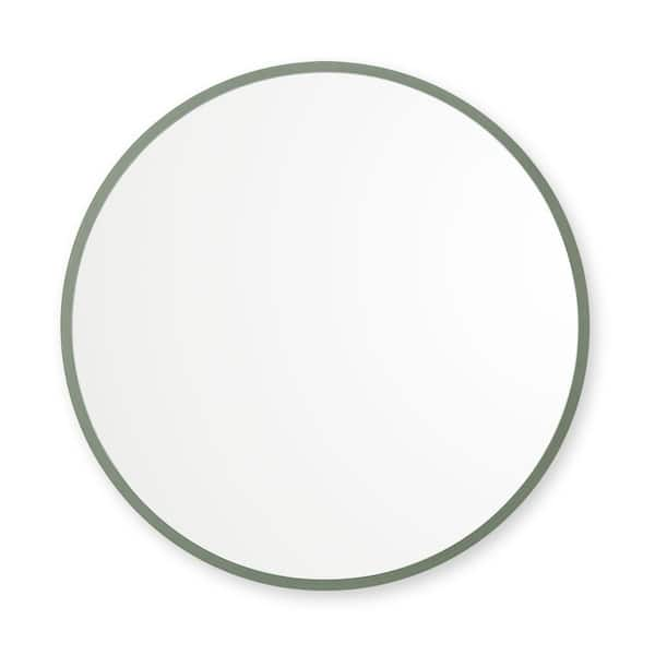 Better Bevel 36 in. W x 36 in. H Rubber Framed Round Bathroom Vanity Mirror in Sage Green