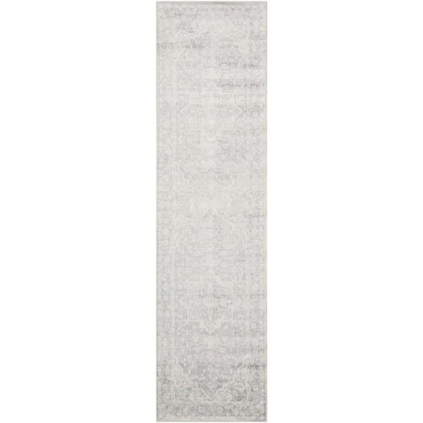 Nourison Astra Machine Washable Grey 2 ft. x 8 ft. Distressed Traditional Runner Area Rug