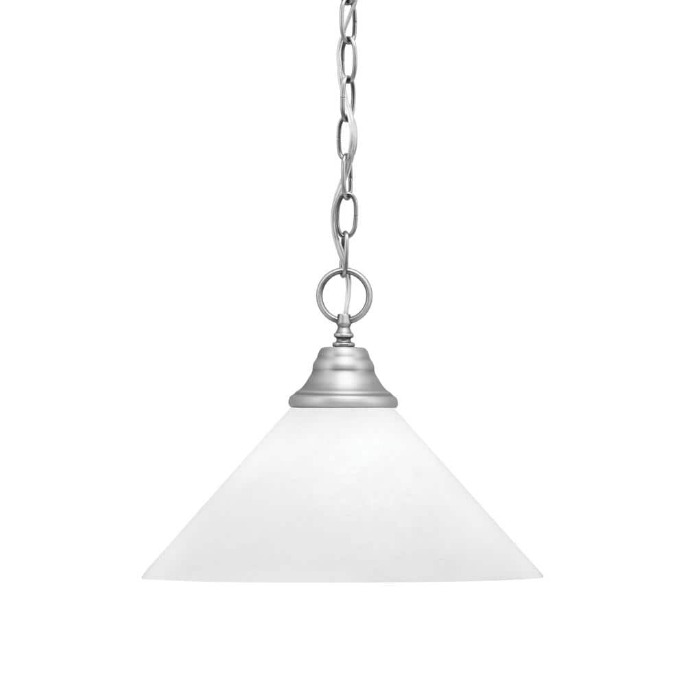 Kingston 100-Watt 1 Light Brushed Nickel Shaded Pendant Light with 12 in. W