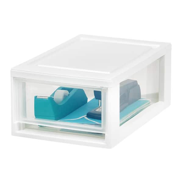 Iris Small Stacking Storage Drawer In White 4 Pack 587652 Iris Small Stacking Storage Drawer In, Stacking Plastic Storage Drawers Small White
