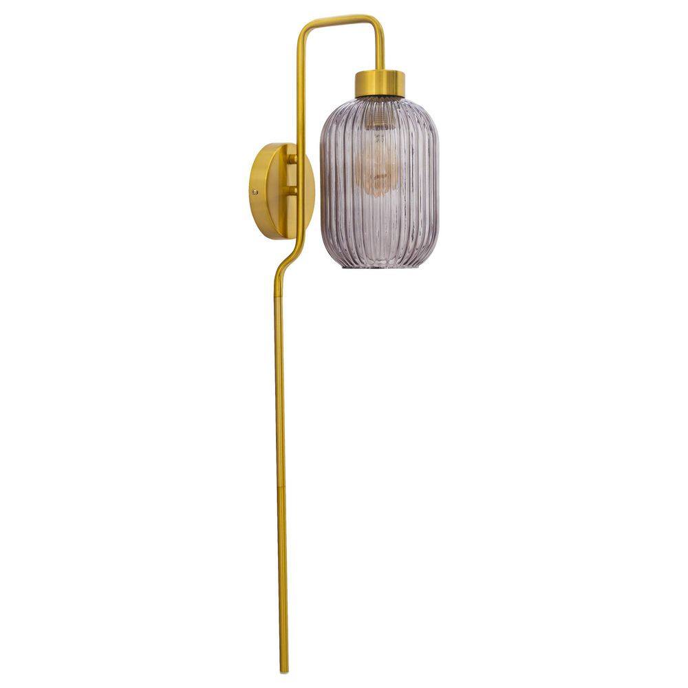 River of Goods Adrienne Smoky Purple Glass and Metal Retro Wall Sconce - 5.375  x 8.625  x 32.25