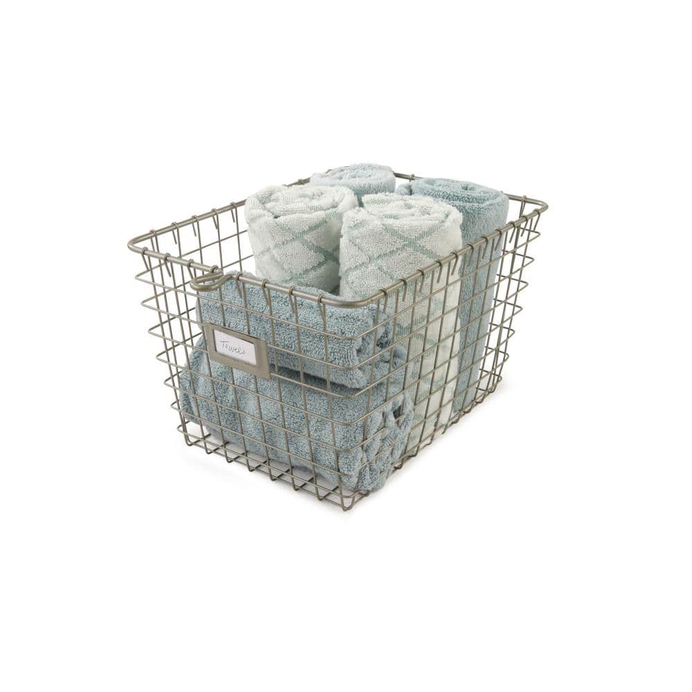 Vintage Farmhouse Charm Small Satin Nickel Wire Storage Basket