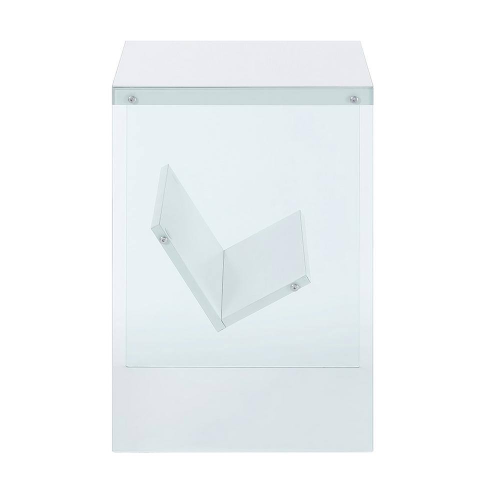 Elegant SoHo 17" White Wood and Glass End Table with Shelf