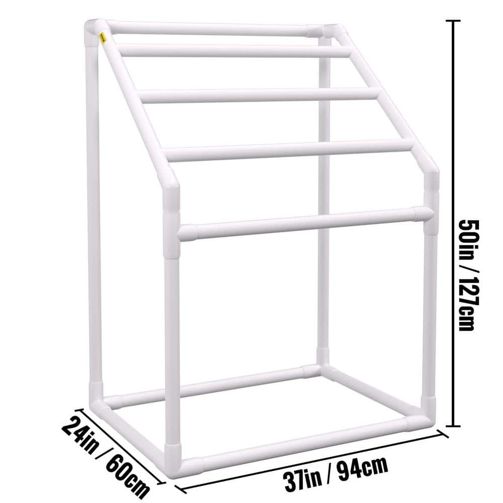 Matte White Freestanding 5-Bar PVC Towel Rack