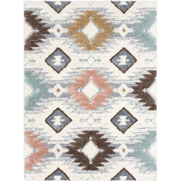 Well Woven Delia Ares Moroccan Shag Ivory 5 ft. 3 in. x 7 ft. 3 in. Area Rug