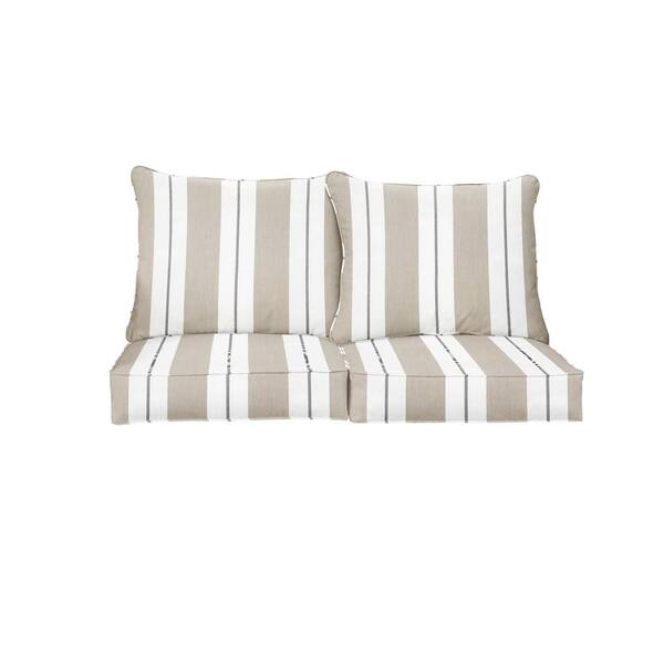 SORRA HOME 25 in. x 23 in. Sunbrella Relate Linen Deep Seating Indoor/Outdoor Loveseat Cushion