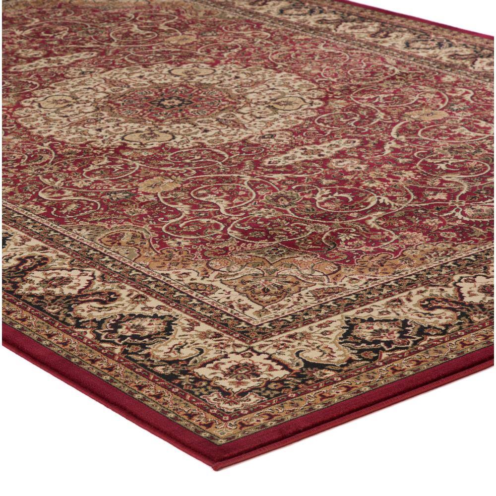 Large Red Oriental Synthetic Area Rug with Jute Backing