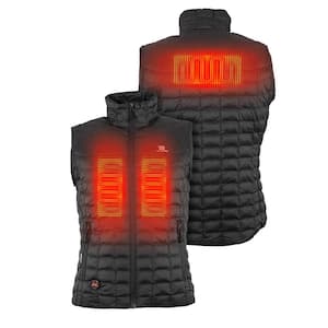 Women's X-Small Black Backcountry Heated Vest with (1) 7.4-Volt  Rechargeable Lithium Ion Battery and USB Charging Cable