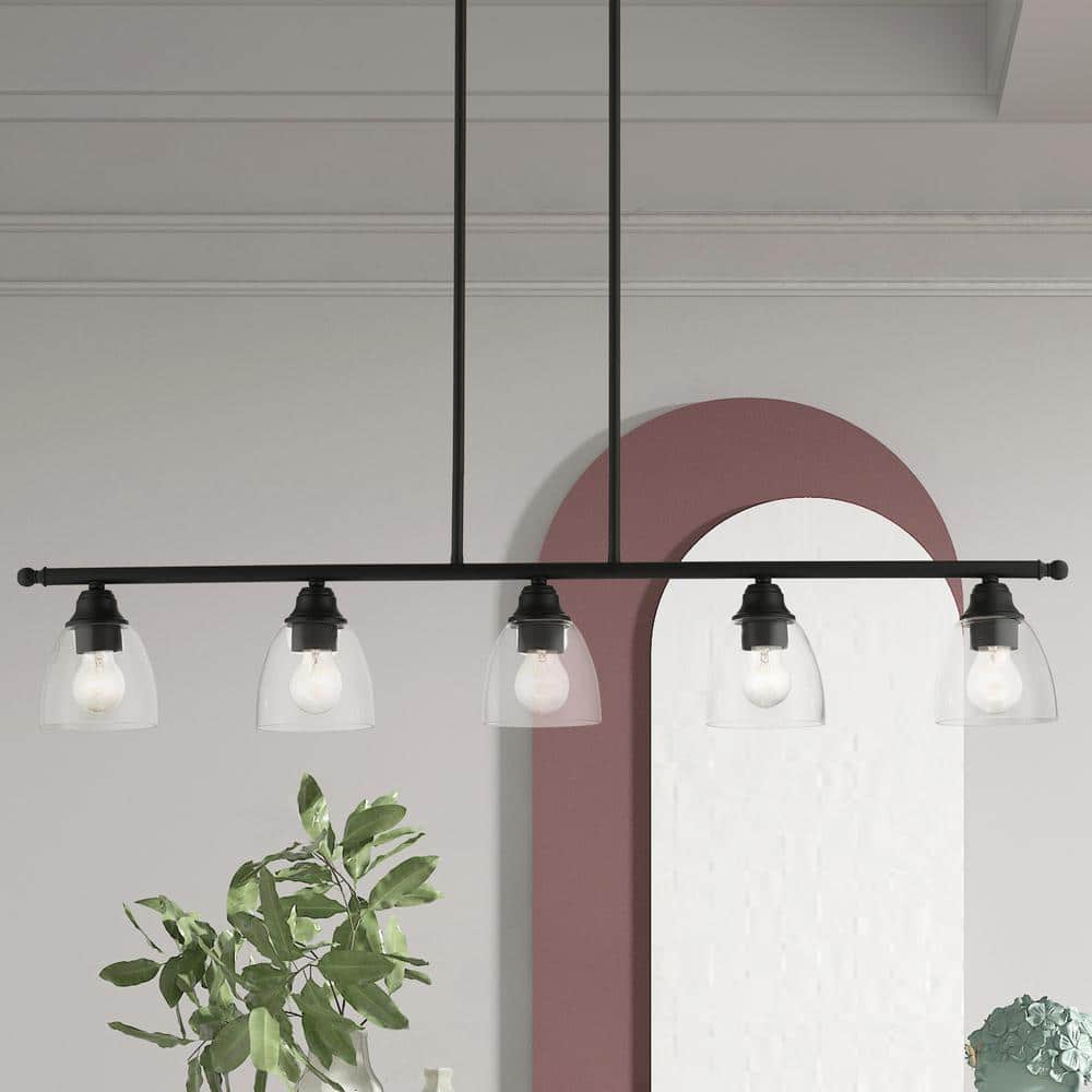 Montgomery Black Steel 5-Light Linear Chandelier