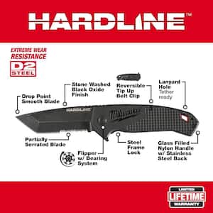 3.5 in. Hardline D2 Steel Smooth Blade Pocket Folding Knife
