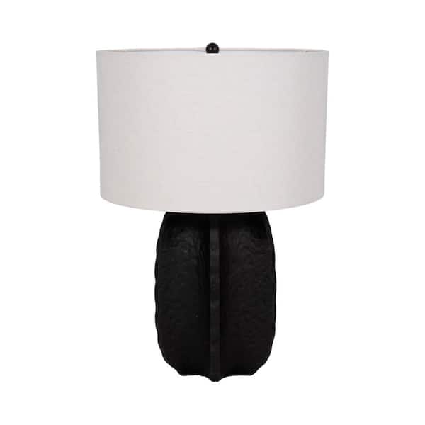 Liv & Skye 24 in. Black Resin Modern Textured Jagged Table Lamp
