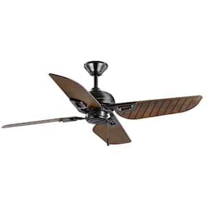 Halpert 52 in. Indoor/Outdoor Matte Black Wet Rated Downrod Ceiling Fan with 4 Weatherproof, ABS QuickInstall Blades