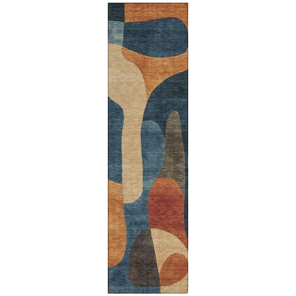 Chantille Machine Washable Indoor/Outdoor Abstract ACN1867 Navy 2 ft. 3 in. x 7 ft. 6 in. Runner Rug